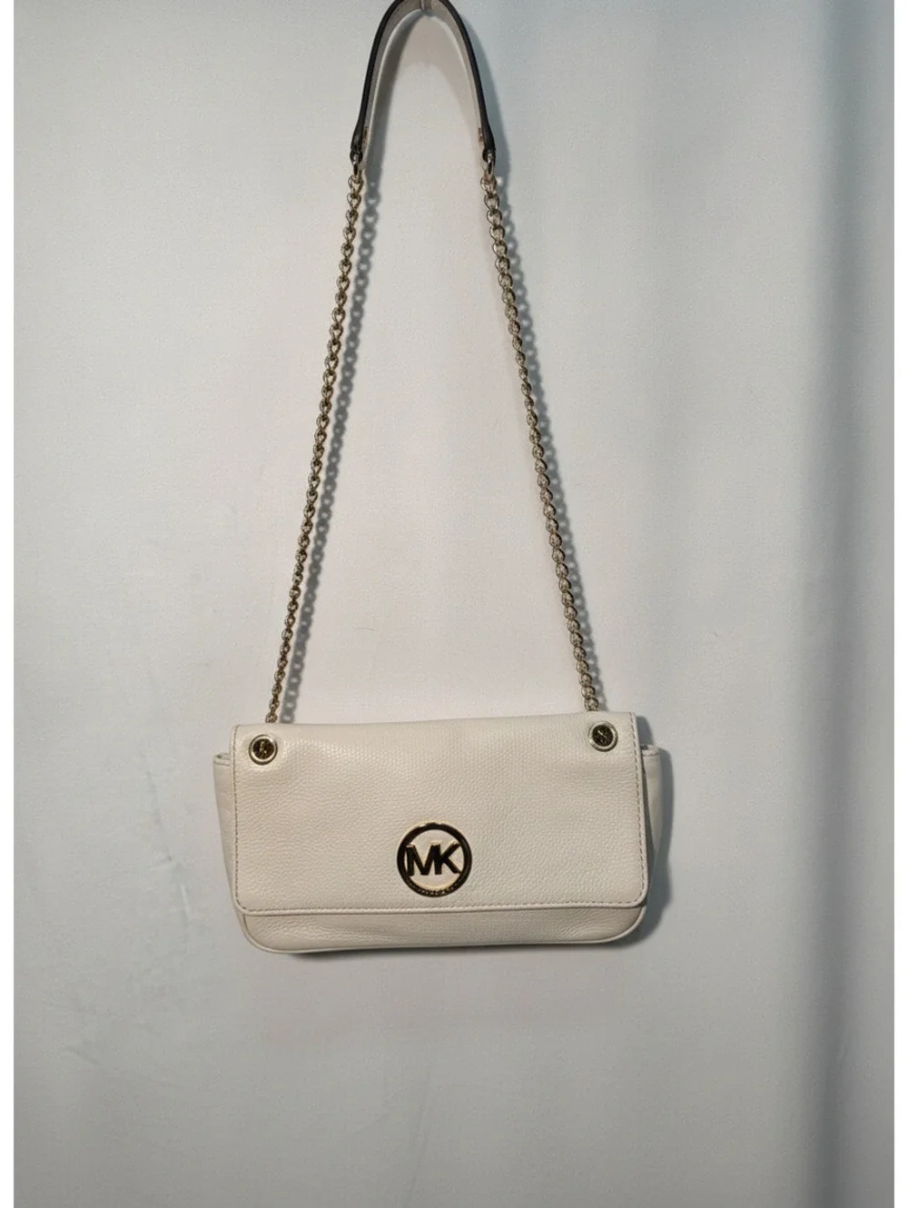 NWOT Michael Kors Fulton Small Flap Vanilla Cream Leather Chain Shoulder Bag
